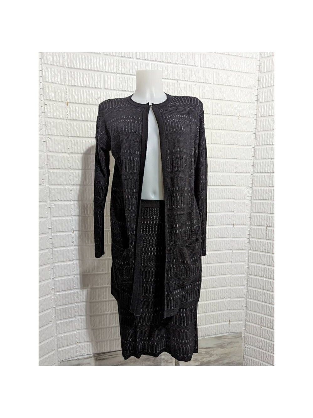 Elie Tahari Women's Black Knit Skirt Size S & Sweater Cardigan Size XS